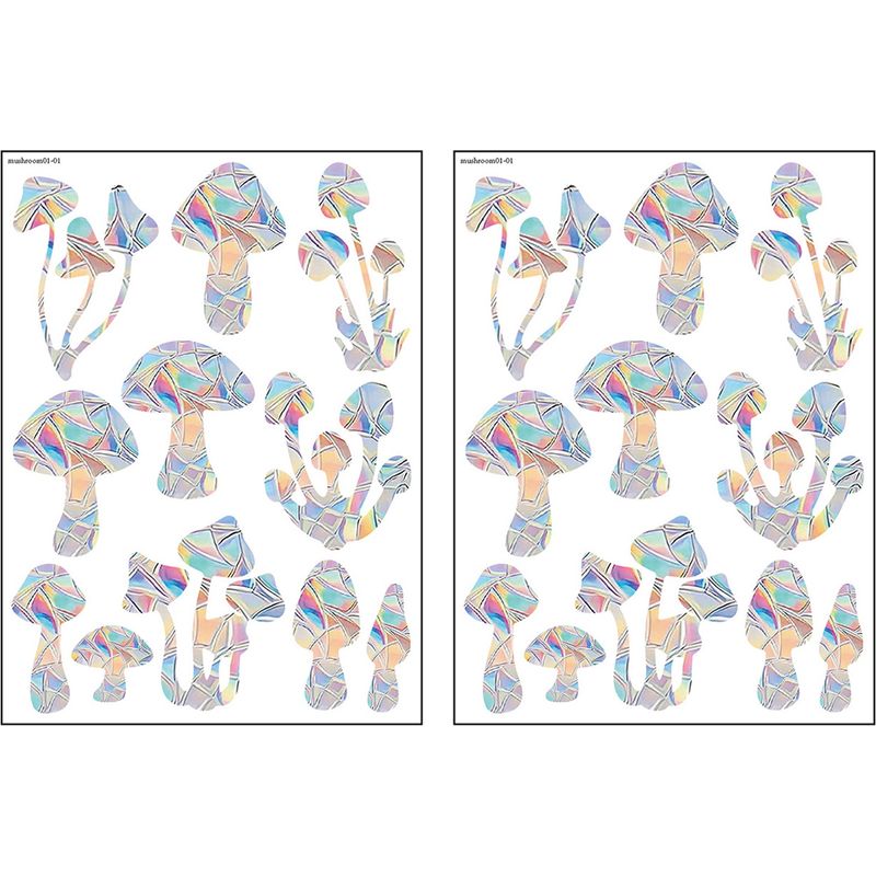 Fensteraufkleber – Regenbogenprisma – Stoßfeste Pvc-vögel – Pilzmuster – 22 X 30 Cm – 4er-pack