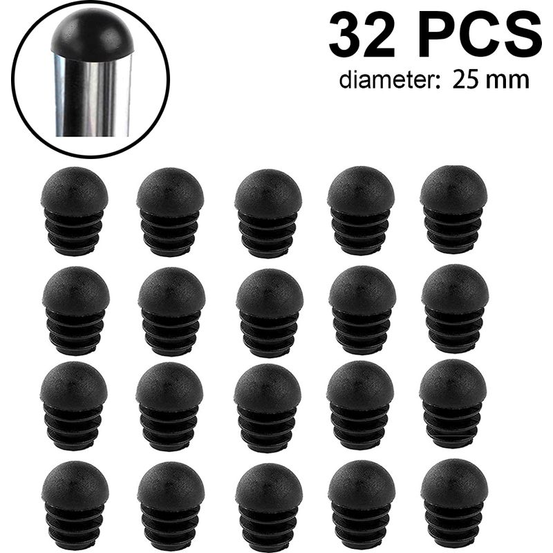 Runde Rohrendkappen – 19 Mm Und 25 Mm – Polyethylen – Für Rohrförmige Stuhlbeine – 32 Stück
