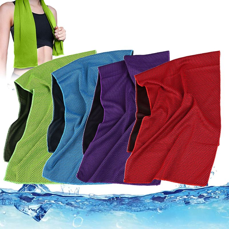 Kühlhandtuch – 30 X 100 Cm – Hochdichte Mikrofaser – Für Fitness, Yoga, Wandern, Camping, Golf – 4er-set Mit Wasserdichter Tasche