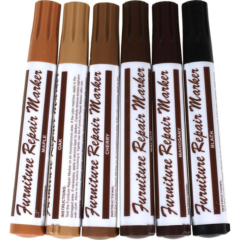 Holzreparaturstift – Wachsstift Für Holzmöbel – 12 Stück In 6 Farben – Für Eiche, Ahorn, Nussbaum, Kirsche, Mahagoni, Schwarz