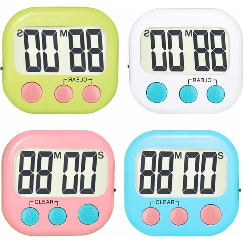 Digitaler Küchentimer – Magnetischer Elektronischer Timer Mit Countdown- Und Zeitschaltuhr – Für Kochen, Sport Und Bildungszwecke – 4er-pack