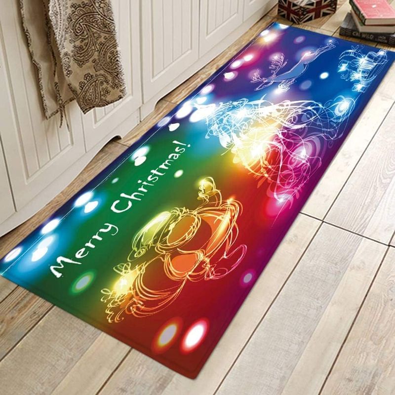 Weihnachtsteppich – Rechteckig – 3d-gedruckter Weihnachtsmann, Rentier, Weihnachtsbaum, Schneemann – Rutschfest – Weicher Flanell – 40 X 120 Cm Oder 60 X 180 Cm