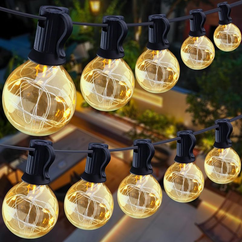 11,7 M Lange Lichterkette Für Den Innen- Und Außenbereich, G40-fassung, 30+3 Led-lampen, Ip44 Wasserdicht, 2200 K, Für Garten, Pergola, Terrasse, Hochzeit, Weihnachten, Partys, Für Eine Warme Atmosphä
