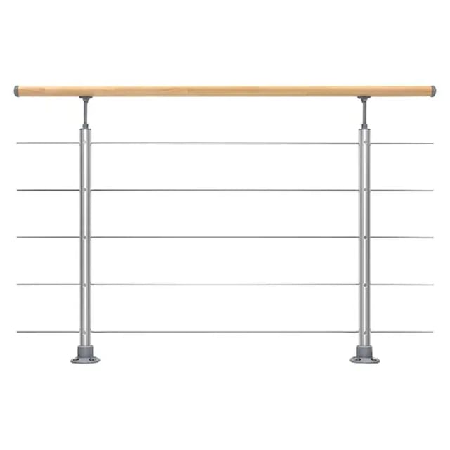 Dolle Geländerset Aluminium 150 cm Bodenmontage mit Buche-Handlauf