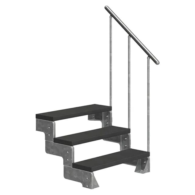 Dolle Außentreppe Gardentop 3 TRIMAX-Stufen 80 cm Anthrazit + Alu-Geländer