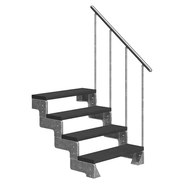 Dolle Außentreppe Gardentop 4 TRIMAX-Stufen 80 cm Anthrazit + Alu-Geländer