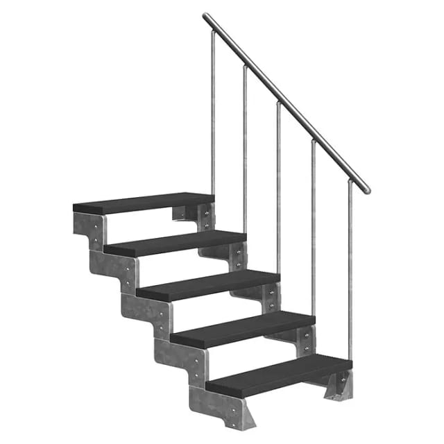 Dolle Außentreppe Gardentop 5 TRIMAX-Stufen 80 cm Anthrazit + Alu-Geländer