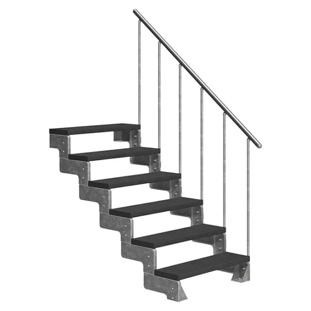 Dolle Außentreppe Gardentop 6 TRIMAX-Stufen 80 cm Anthrazit + Alu-Geländer