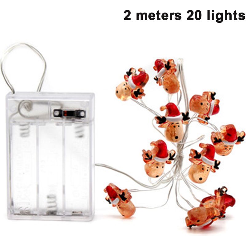 Weihnachtslichterkette Mit Weihnachtsmannfiguren Und Festlichem Zubehör – Batteriebetrieben (aa) – Für Garten, Terrasse Und Weihnachtsbaum Im Innenbereich – 1 Stück