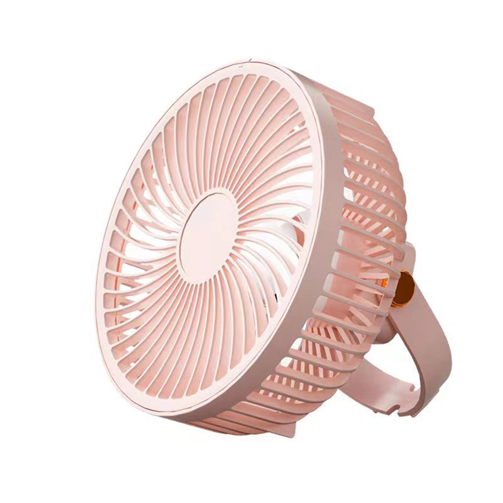 Tragbarer Schreibtischventilator, Wiederaufladbar, Mit Led-lichtern Und Haken, Batterieventilator Mit 1200 Kapazität Für Zelte, Reisen, Pink – Aufladen