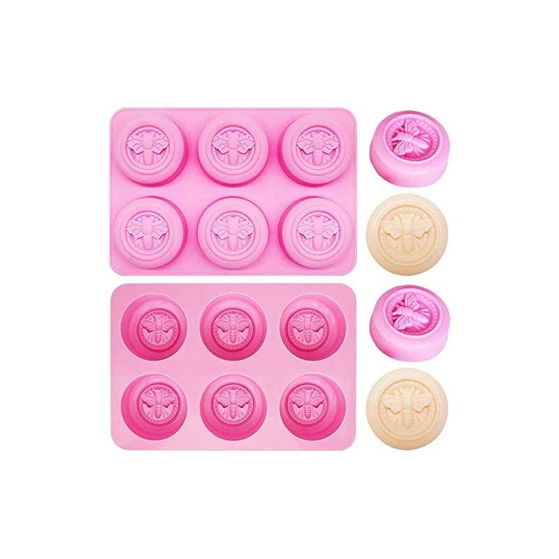 Seifenform – 3d-bienen-silikonform Mit 6 Mulden Für Handgemachte Seife, Gebäck Und Süße Dekorationen – Rosa
