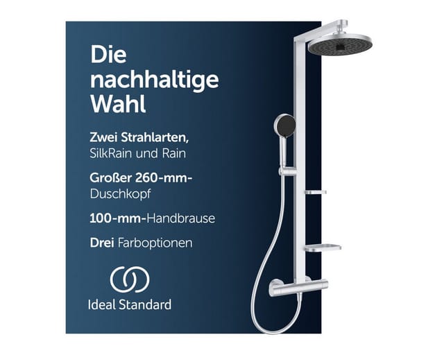 Ideal Standard Brausegarnitur Thermostat mit Regen- und Handbrause Silver
