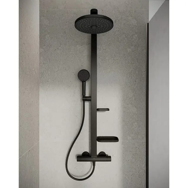 Ideal Standard Brausegarnitur Thermostat mit Regen- & Handbrause Schwarz Matt