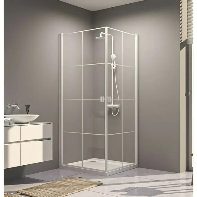 Aurlane Glasdusche Clean Line Weiß 90 cm x 90 cm x 200 cm