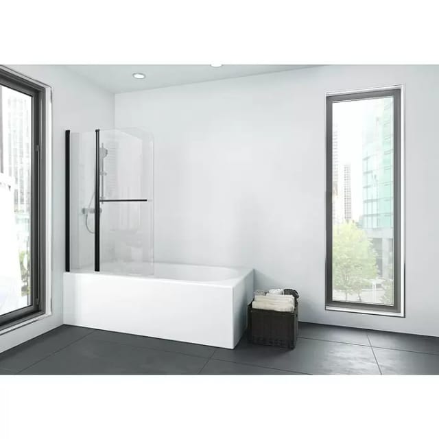 Aurlane Badewannenfaltwand Black Spirit 2 Schwarz 100 cm x 140 cm 2-teilig