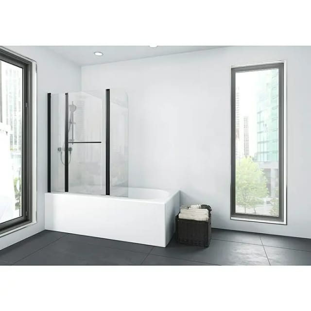 Aurlane Badewannenfaltwand Black Spirit 3 125 cm x 140 cm 3-teilig