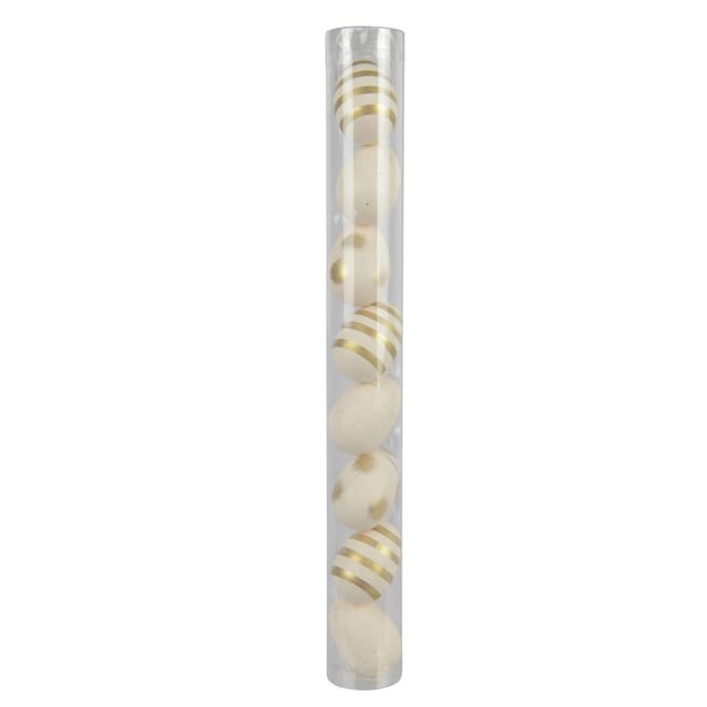 Deko-Eier 8er Set Polystyrol Ø 3,5 cm x 5 cm Weiß Gold