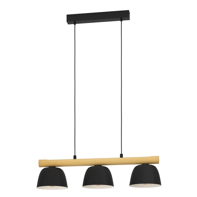 Eglo Pendelleuchte Sherburn 3-flammig Schwarz-Braun 110 cm x 20 cm