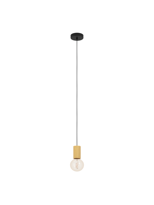 Eglo Pendelleuchte Pozueta 1-flammig Schwarz-Braun 110 cm x Ø 6,5 cm