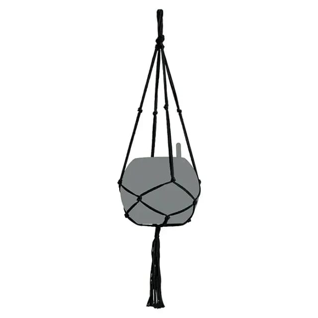 Lechuza® Hängeampel Makramee Cotton Pure 90 Schwarz 22 cm x 14 cm