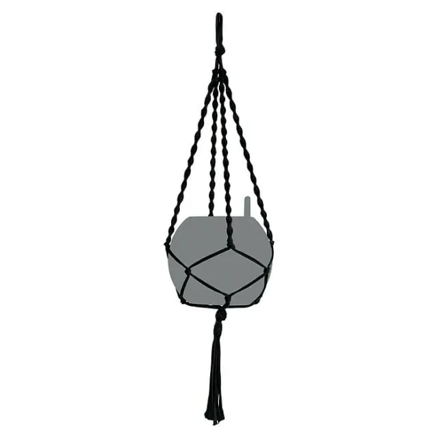 Lechuza® Hängeampel Makramee Cotton Boho 90 Schwarz 22 cm x 14 cm