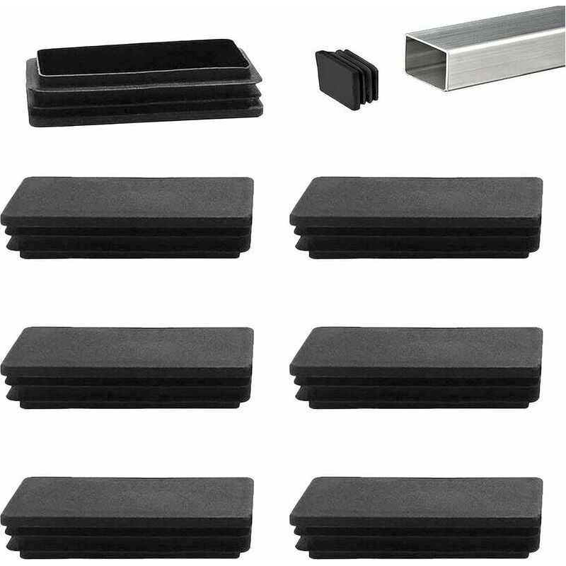 Rechteckige Rohrkappe 100 X 50 Mm - Schwarze Kunststoff-endkappe Für Möbelbeine - 12 Stück