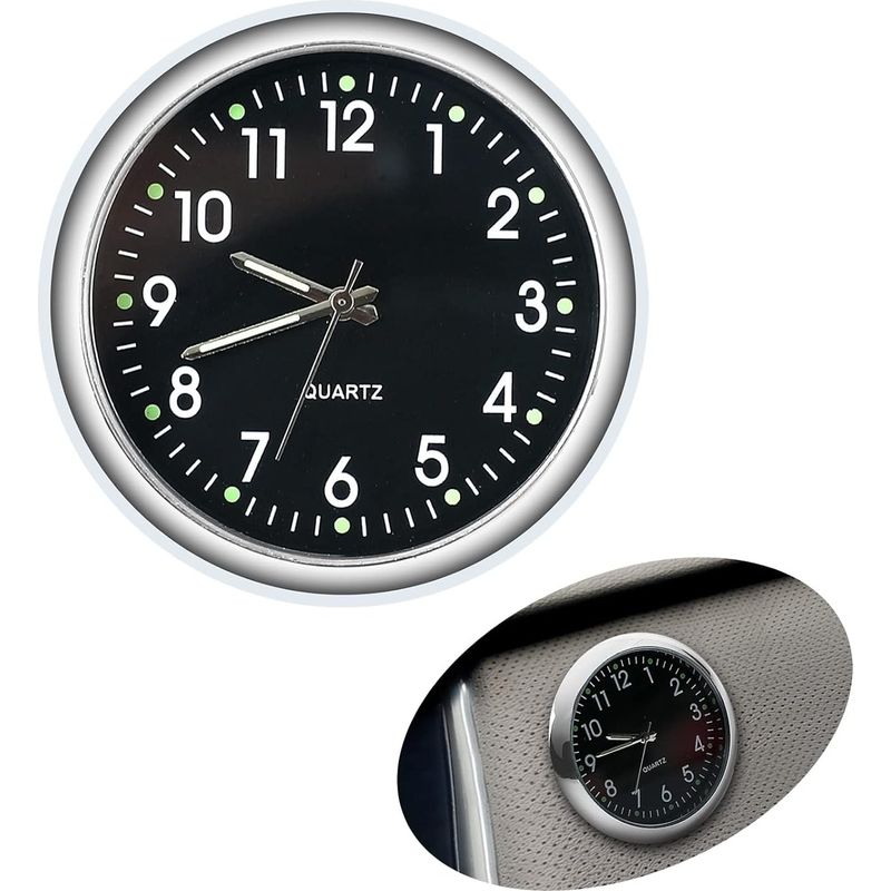 Selbstklebende Analoge Uhr – Leuchtzifferblatt Für Auto, Boot, Fahrrad Oder Armaturenbrett Zu Hause – Schwarz