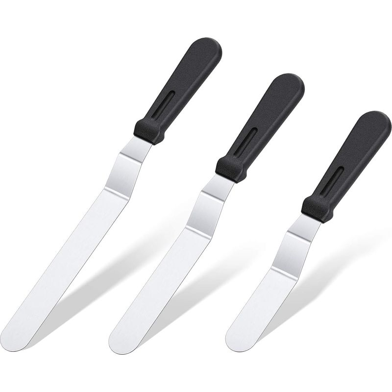 Glasurspatel-set – 3 Abgewinkelte Spatel Aus 18/0 Edelstahl Mit 6, 8 Und 10 Zoll Langen Klingen – Schwarzer Pp-griff – Zum Dekorieren Von Kuchen Und Gebäck