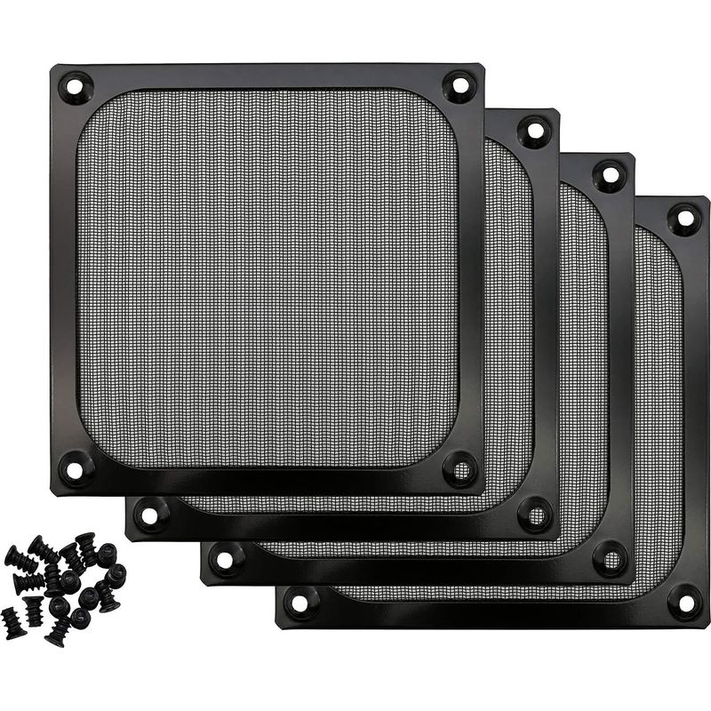 Lüfterfiltergitter – Feinmaschiges Aluminiumgewebe – Kompatibel Mit Standardlüftern (105 X 105 Mm) – Schwarz – 4er-pack