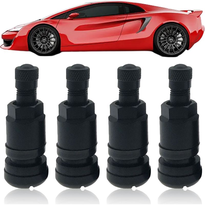 Radventil – Schwarzes Aluminium – Lochdurchmesser 11,3 Mm – Gesamtlänge 45 Mm – Schlüsselweite 11 Mm – 4er-pack