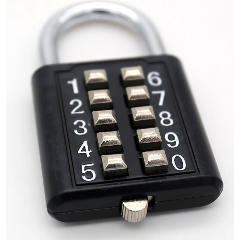 10-stelliges Zahlenschloss Mit Druckknöpfen – Gehäuse Aus Zinkdruckguss – Ring Aus Gehärtetem Stahl – Schwarz – Für Gartentor, Poolzaun, Schrank, Spind – 1 Stück