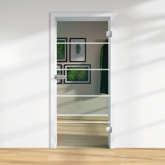 Glasdrehtür ESG Floatglas Dekor Siebdruck 36/16 DIN Rechts 1972 x 834 x 8 mm
