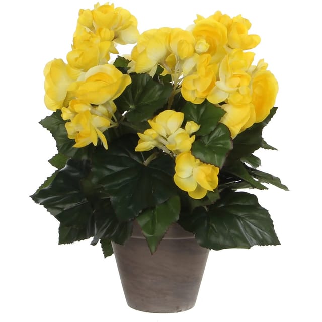 Kunstblume Begonia Gelb Topf-Ø 11,5 cm H 30 cm, Ø: 25 cm