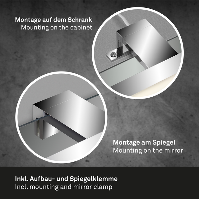 Briloner LED Spiegelleuchte Dun Neutralweiß Spritzwasserschutz 30 cm Chrom