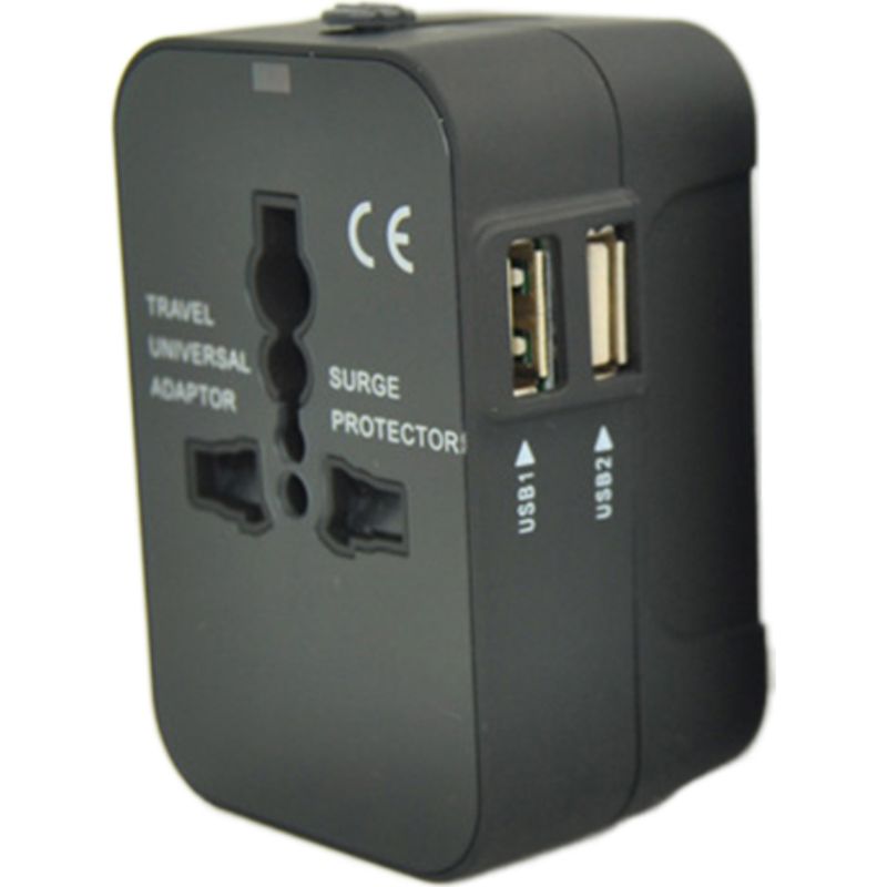 Universal-reiseadapter – Eu-, Uk-, Us- Und Au-stecker – 2 Usb-anschlüsse – Kompakte Abmessungen: 7,7 X 5 X 4 Cm – Für Geräte Von 100–250 V – 1 Stück