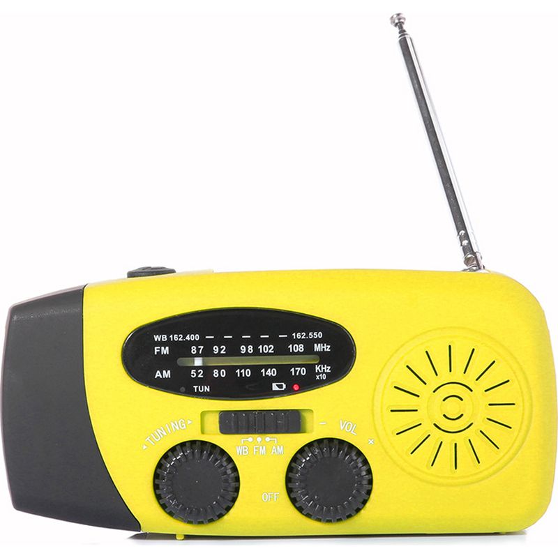 Handkurbel-notfallradio – Tragbares Am/fm-wetterradio Mit Led-taschenlampe – Eingebauter 1200-mah-akku – 3 Stromquellen – 1 Stück