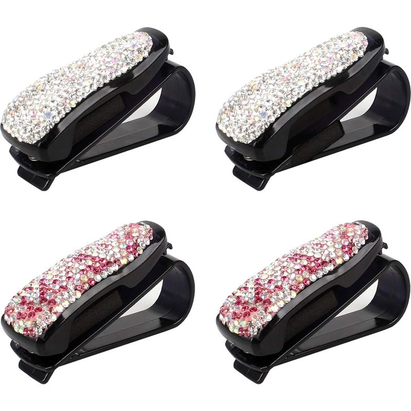 Brillenhalter – Auto-sonnenblendenclip – Mit Kartenfach Und Schwammpolster – 4er-pack
