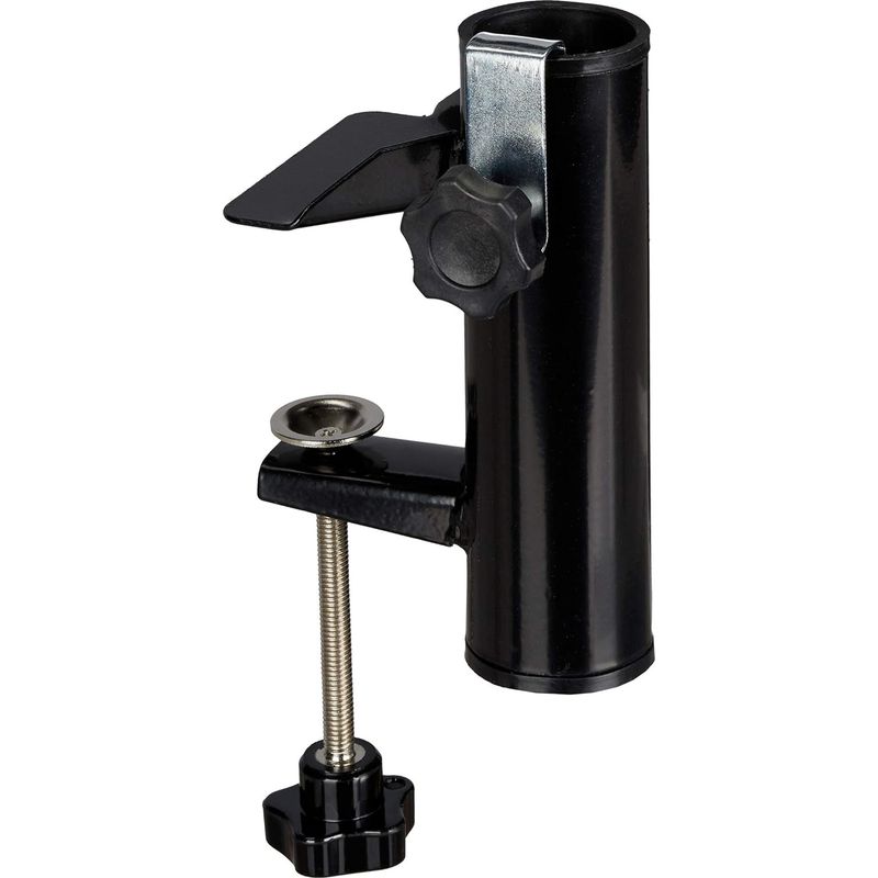 Sonnenschirmhalterung – Schwarzer Stahl – Für Quadratische Balkongeländer – Stangendurchmesser 19 Bis 38 Mm – Höhe 15,5 Cm – Einheit