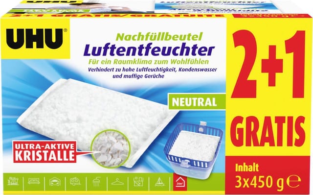 UHU Luftentfeuchter Nachfüllbeutel 2+1 gratis