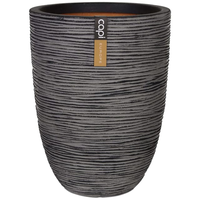Capi Pflanztopf Nature Rib Elegant niedrig Riffel Ø 36 cm x 47 cm Anthrazit