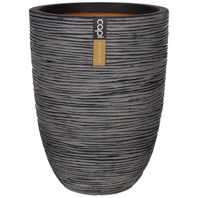 Capi Pflanztopf Nature Rib Elegant niedrig Riffel Ø 46 cm x 58 cm Anthrazit