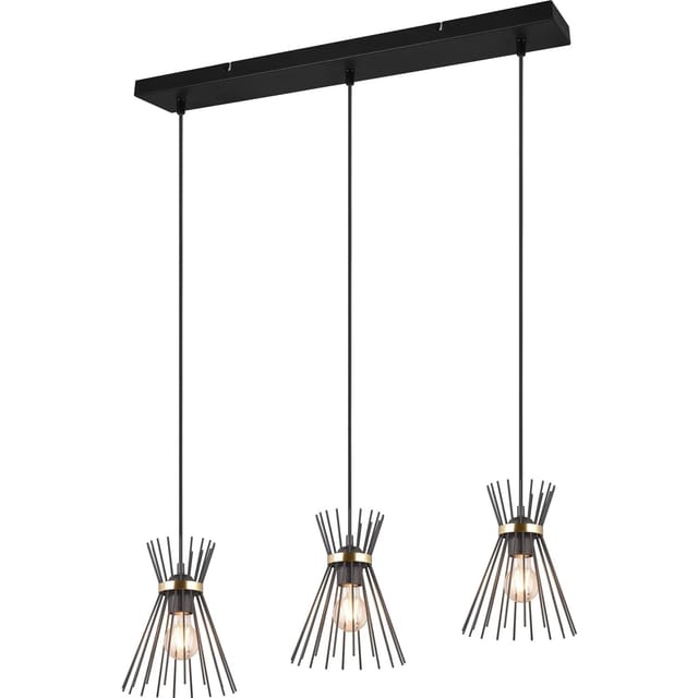 Reality Pendelleuchte Rod 3-flammig Schwarz-Gold
