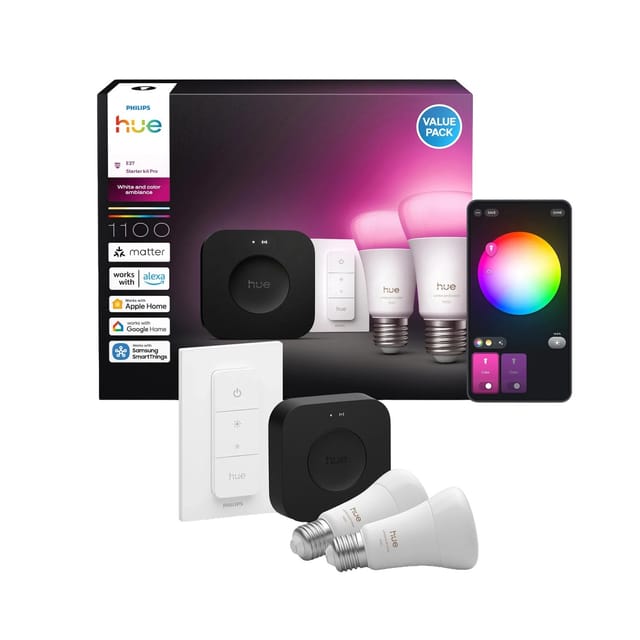 Philips Hue Leuchtmittel E27 1100,m 8,1 W 2er Set
