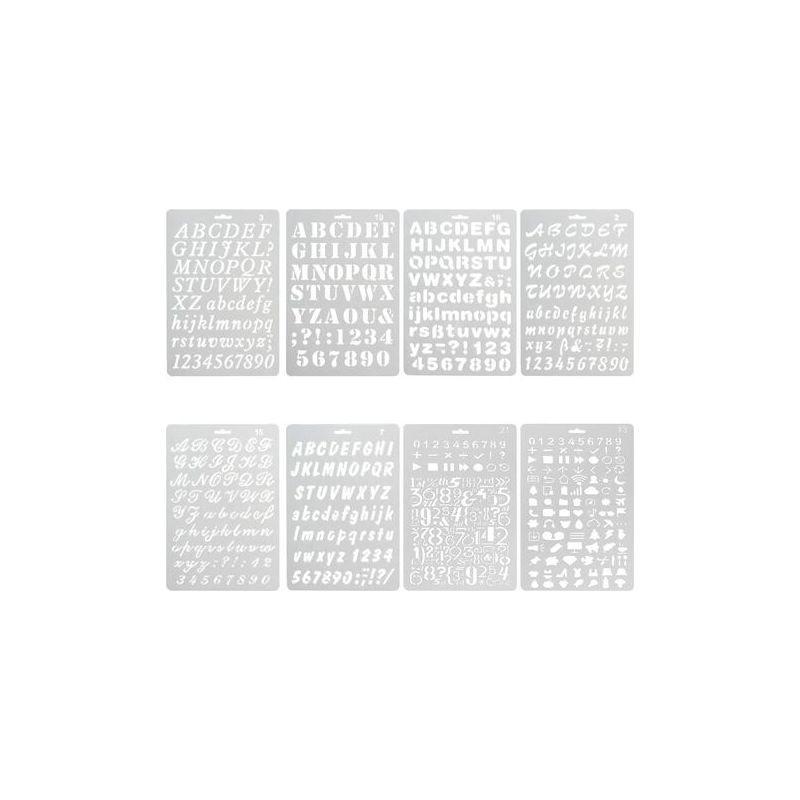 Alphabet- Und Zahlenschablone – Wiederverwendbare, Flexible Kunststoffschablone, 1 Bis 3 Cm – Großbuchstaben, Kleinbuchstaben, Satzzeichen – 8-teiliges Set