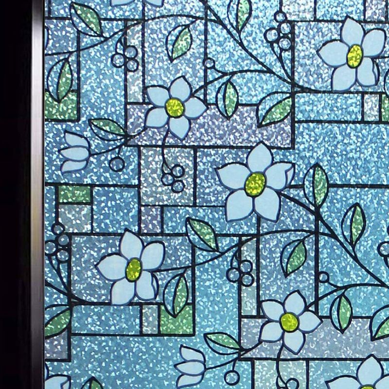 Transparente, Blickdichte Fensterfolie – Retro-blumenmuster – Elektrostatisch Haftende Pvc-folie – 45 X 200 Cm – 1 Stück