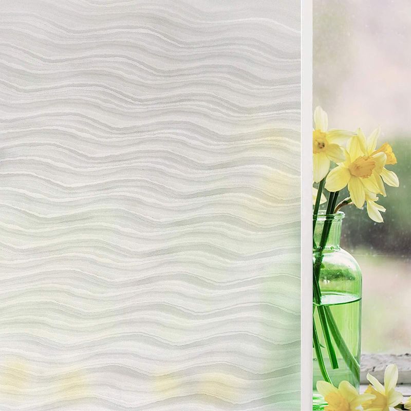 Transparente, Blickdichte Fensterfolie – Wellenmuster – Selbstklebend, Kein Klebstoff Erforderlich – Pvc – 45 X 200 Cm
