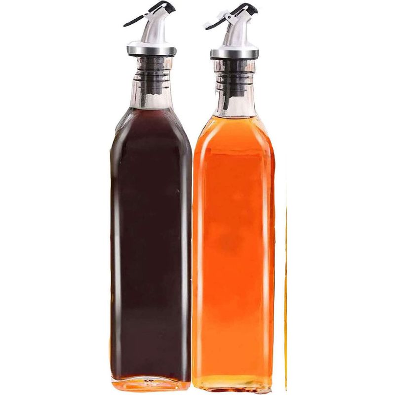 Ölspenderflasche – Gehärtetes Glas, 500 Ml – Tropffreier Ausgießer – Für Die Küche Zu Hause Oder In Der Gastronomie – 2er-pack