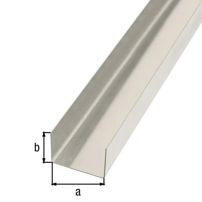 Glattblech U-Form gekantet Alu Natur 20 mm x 29 mm x 20 mm x 0,5 mm x 1000 mm
