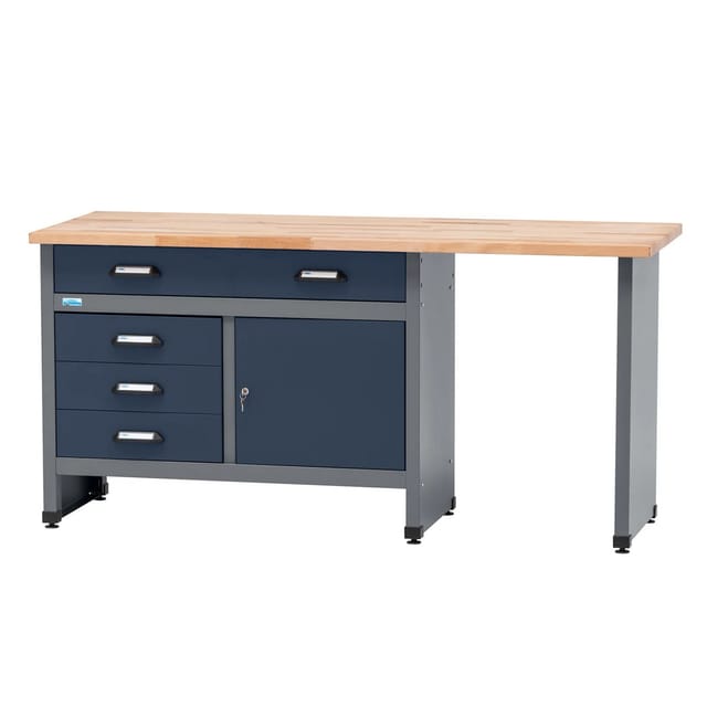 Küpper Werkbank Eintürig mit 4 Schubladen 84 x 170 x 60 cm Dunkelblau