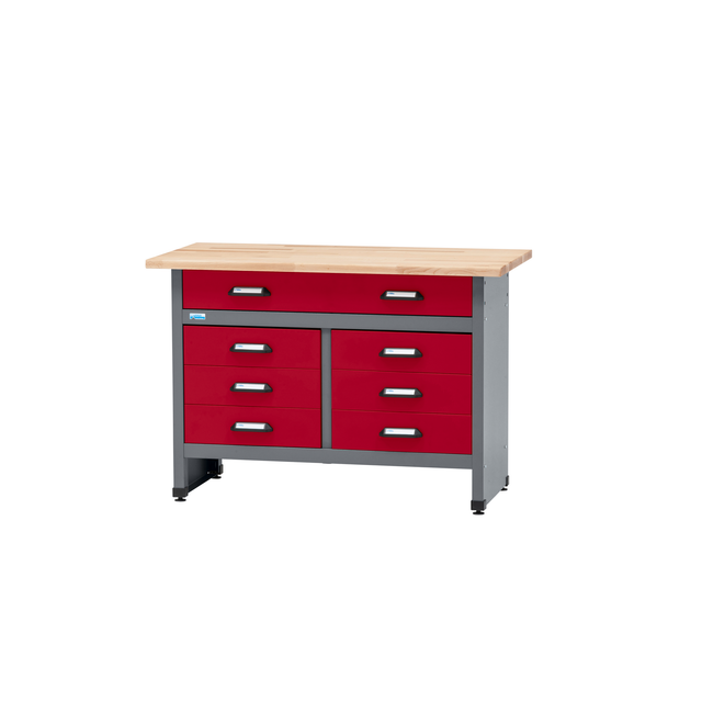 Küpper Werkbank mit 7 Schubladen 84 x 120 x 60 cm Dunkelrot